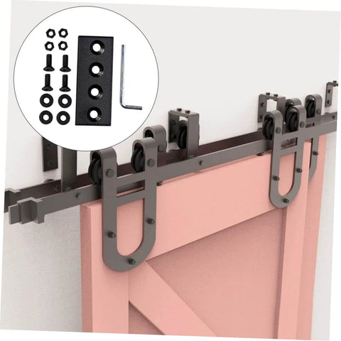 Heavy Duty Track Connecting Plates Set for Barn Doors and Indoor Sliding Doors, Carbon Steel Flat Mending Repair Plates, Black Metal Joint Brackets