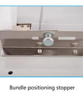 Compact Automatic Paper Strapping Machine With Counting Function for precise bundle positioning stopper detail.