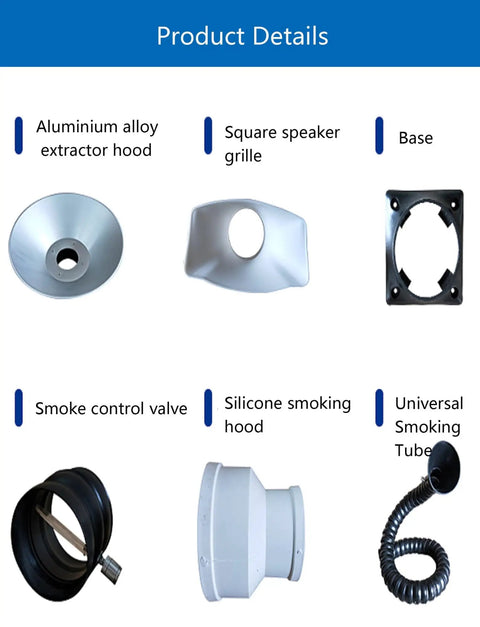 Product components for Industrial Pro Grade Fume Extraction Arm With Universal Swivel Joints For Soldering Stations 360 Degree Flexible Smoke Extractor
