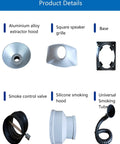 Legit Flexible Fume Extraction Arm With Universal Swivel Joints, Knockout Smoke Removal Tool For Hands Free Soldering Station, Adjustable Damper Control, Straight Up Solid Air Filtration System product details, including aluminium alloy extractor hood and silicone smoking hood.