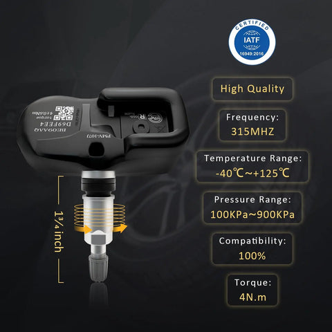 Pre Programmed TPMS Sensors Fits Toyota And Lexus Models Like Prius RAV4 Camry Corolla 4Runner Highlander Land Cruiser Sequoia Tacoma Tundra Yaris FJ Cruiser RX IS ES LX And More For Your Ride. 315MHz sensor with valve stem