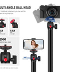 Extendable Camera Desk Mount With Ball Head 17 To 40 Inch Telescopic Table Light Stand shown with 360-degree rotation