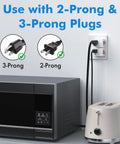 Three Pack Grounded Outlet Switches With On Off Inline Power Switches For Lamps And Small Appliances, ETL Listed in kitchen