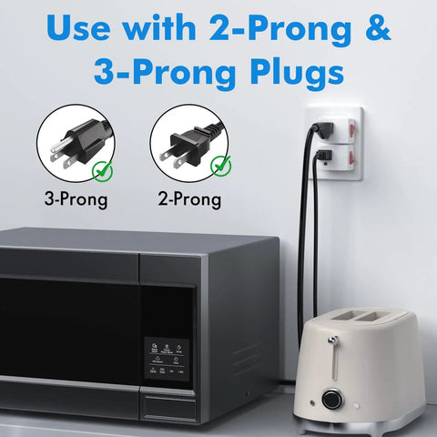 Three Pack Grounded Outlet Switches With On Off Inline Power Switches For Lamps And Small Appliances, ETL Listed in kitchen