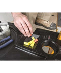 Zero Hassle Heavy Duty Baker Tool Tray For Active Job Sites With Six Foot Tool Deck Space and Quick Rung Mount setup shows organized safety earplugs.