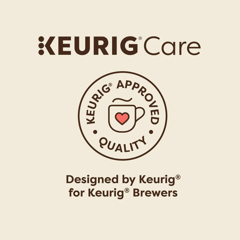 Keurig Care approval logo for K-Duo 3 Month Brewer Care Kit With Descaling Solution Cleansing Tablets Rinse Pods And Water Filter Cartridges To Eliminate Mineral Build Up Coffee Oils Flavor Carryover And Improve Taste For A Smooth Cleaner Brew