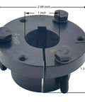 Top Shelf One Inch QD Quick Disconnect Bushing Carbon Steel SH Style Fixed Bore for Pulleys and Sheaves with dimensions shown.