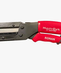 Multi-Cut 401 heavy-duty utility cutter for wood, plastic, rope, leather, linoleum, rubber, PEX piping, with red handle.