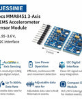 3 Pack MMA8451 3 Axis MEMS Accelerometer Sensor Module With I2C Interface 1.95 To 3.6V Range High Resolution Tilt And Orientation Sensing For Embedded Projects And Hobbyist Robotics, blue 21mm boards with headers