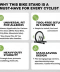 Image showing features of the Beefy Heavy Duty Bicycle Parking Stand Floor And Wall Mounted Rack For Mountain Road And Kids Bikes.