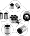 LM10UU 10mm linear ball bearings, set of 8 steel cylinders with black inner race