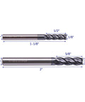 Solid Carbide End Mills Set, 6 Pcs, Diameters 1/8 Inch Through 1/2 Inch, AlTiN Coated, 4 Flute, 30 Degree Helix CNC Router End Mill Bits