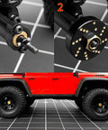 4Pcs 58g Brass Wheel Weights With 7mm Hex Hub Extended Spacers For 1/18 RC Crawlers TRX4M Bronco Defender K10 High Trail F150 Upgrades Parts Beefed Up Brass Build Lowers Center Of Gravity For Steady Traction Includes 4 Pins And Nuts displayed on RC vehicle wheels and hubs