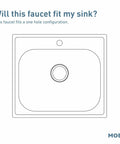 Diagram showing sink compatibility for High Arc Pulldown Bar Faucet With One Handle Chrome Finish, Reflex Technology.