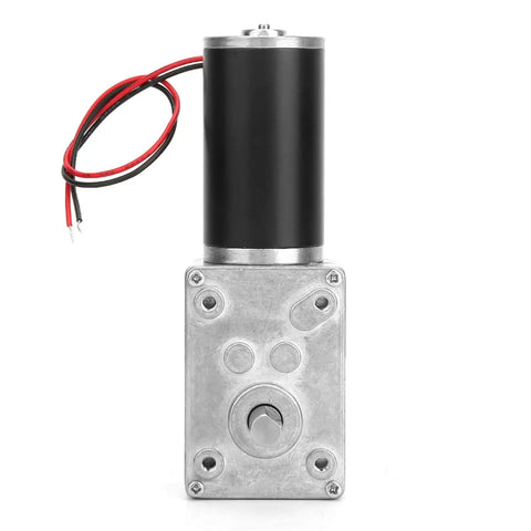 Beefy Torque Worm Gear Motor With Speed Reducer Reversible Electric Gearbox 8mm Shaft 12V DC 20RPM front view
