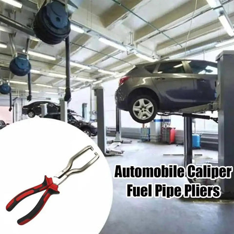 Heavy Duty Fuel Line Pliers For Chevrolet Volt Bolt EV EUV Blazer EV in a garage setting, durable steel with grip handles.