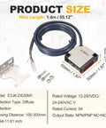 Go To Diffuse Reflection Photoelectric Sensor For Industrial Automation 12 To 240V DC Or 24 To 240V AC Five Line Detection Range 100 To 300mm NPN PNP NC And NO With Mounting Bracket, 50mm sensor