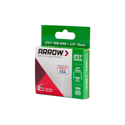 Pro Grade JT21 Thin Wire Staples For Staple Guns And Staplers 1000 Pack, 3/8 inch, Alloy material for upholstery crafts.