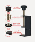 Heavy Duty 3 Inch C Clamp 2 Pack With Four Hole Back, Adjustable Desk Clamps shown with non-slip pads and metal construction.