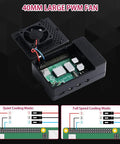 Raspberry Pi 4 Model B 4GB Killer Starter Bundle With 64Gb Sd Card showcasing 40mm large PWM cooling fan inside enclosure.