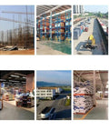 Collage of warehouse and construction scenes highlighting Heavy Duty Electric Lifting Elevator Mobile Lift Truck Folding Flatbed Cart.