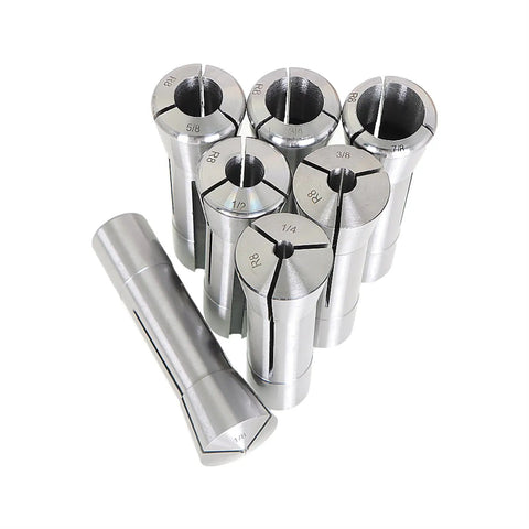 Spring Collet Set R8 Size One Eighth To Seven Eighths Inch In Steel Seven Piece Kit For CNC Milling Chuck And Lathe