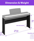 L200B Furniture Stand For P225B Weighted Digital Piano In Black Sturdy 52 Inch Wide Keyboard Stand With 12 And A Half Inch Depth