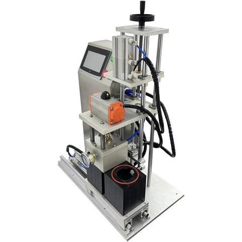 Semi Automatic Glass Jar Vacuum Capping Machine Dual Station Bottle Sealer in stainless steel for efficient jar sealing.