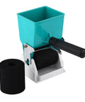 Handheld Adhesive Roller Knock Out Any Woodworking Or Crafting Job Smooth Operator Glue Spreader With Adjustable Flow and Comfortable Non Slip Grip Portable Applicator with blue glue cup and two rollers.