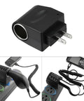 Universal AC To DC Car Power Converter For Cigarette Lighter Socket With 12V Vehicle Transformer and Wall Plug Adapter for Auto Electronics, compact black adapter with plug.