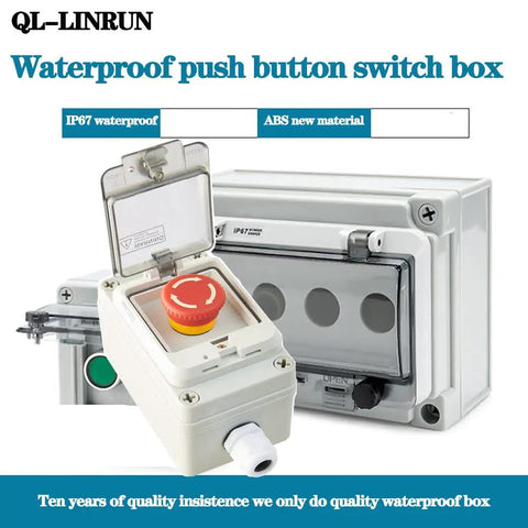 Emergency Stop Button Box With IP67 Waterproof Enclosure Durable ABS Case 10A 660V 4 Terminals for Quick Safety Shutdown