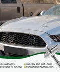 Heavy Duty Stainless Steel Car Hood Pins Kit With Quick Release Lock Latch on silver car hood, showing rust-resistant installation