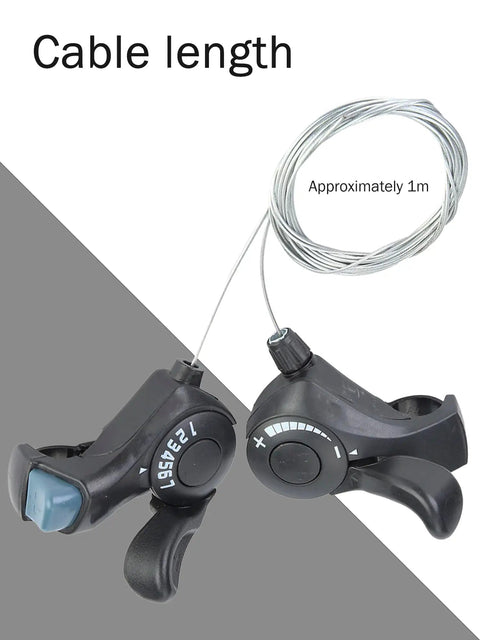 3x7 Mountain Bike Thumb Shifter Set With Right Trigger 7 Speed And Left Friction Thumb Lever For Triple Cranksets 1 Meter Cable