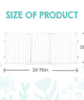 Super Wide Configurable Baby Gate For Doorways And Open Spaces Three Panel Wall Mounted Safety Gate With Door For Babies Toddlers And Pets Expands From 28 To 76 Inches Includes Wall Mount Hardware, showing size details