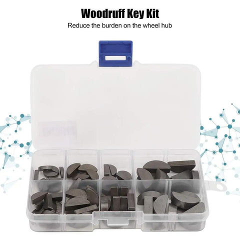 80Pcs Woodruff Key Set Stainless Steel Half Moon Keys For Gear Shafts Flywheels Pulleys And Cranks Assorted Sizes With Durable Storage Box Pro Grade Mechanical Fasteners Kit For Shop And DIY