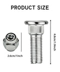 Heavy Duty 8 Piece M12x1.25 Wheel Studs And Lug Nuts Set Chrome Finish For Subaru Crosstrek WRX BRZ Forester Outback Legacy Ascent And Scion Fr-S OEM Replacement Kit showing stud and nut size