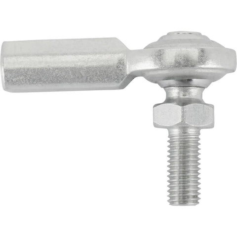Heavy Duty Steel Right Hand Female Heim Joint Rod End With Stud, Zinc Plated two piece construction, showing threaded end.