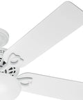 Astoria 52 Inch White Ceiling Fan With LED Light Kit And Pull Chain Quiet Multi Speed Whisper Wind Motor For Living Room Reversible