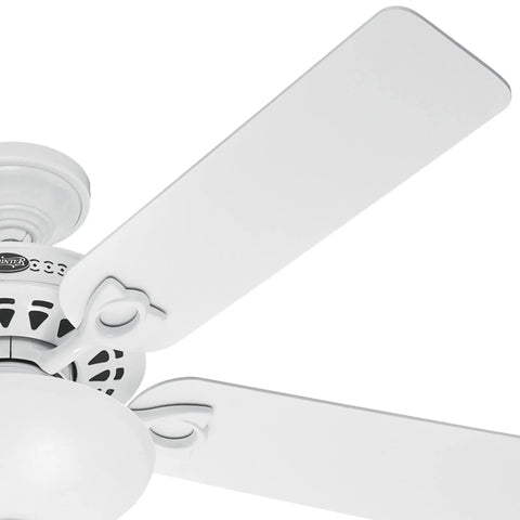 Astoria 52 Inch White Ceiling Fan With LED Light Kit And Pull Chain Quiet Multi Speed Whisper Wind Motor For Living Room Reversible