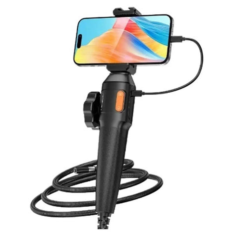 No Brainer Articulated Borescope Camera With 360 Degree Bidirectional Steering And Crisp Hd Visuals for garage repairs, featuring a handheld grip.
