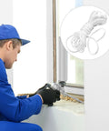 Worker applying White Foam Caulk Saver Rod For Concrete Gap Filling And Joint Expansion Heavy Duty Design to window for sealing.