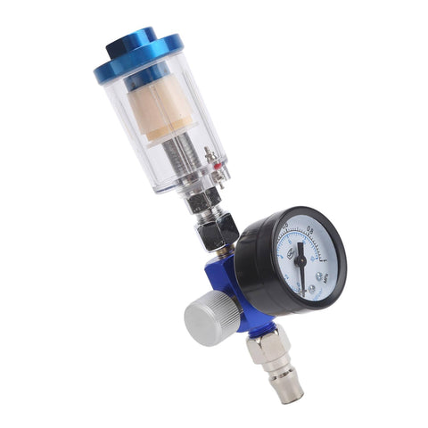 Inline Air Regulator Gauge For Spray Guns With Oil Water Trap Filter Separator One Quarter Inch Thread Pneumatic Air Line Filtration