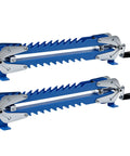 Upgraded 19 Inch Panel Clamps Set Of 2 With 4 Way Steel Parallel Clamps Heads And Tailstocks For Precise Woodworking, Heavy Duty Rails, Easy Handles, Durable 2mm Track, Ideal For DIY Projects And Shop Assembly. Two blue steel panel clamps with handles