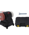 Jeffergarden Mini Bench Grinder 100W with six speeds, cordless polisher, includes wrench and storage case.