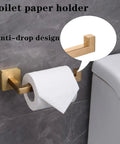 Brushed Gold 4 Piece Bathroom Hardware Set Built From Stainless Steel SUS304 Wall Mounted Includes 16 Inch Towel Bar Toilet Paper Holder