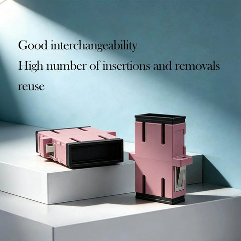 SC/UPC To SC/UPC OM4 Duplex Fiber Optic Adapter Multimode Connector Purple 10 Pack shown with two adapters side by side