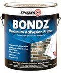 Image of a can labeled 'BONDZ Maximum Adhesion Primer,' a 1 gallon water-based primer for interior and exterior use.