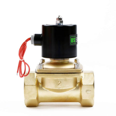 Two Inch Brass Electric Solenoid Valve 12VDC, Normally Closed For Non Potable Water And Fuel Lines, Heavy Duty Industrial Grade Build, Corrosion Resistant