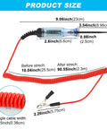 Car Electrical Voltage Tester Pen With 3 To 48V LED Digital Display, Dual Color Polarity Indicator, And Quick Touch Measurement For Automotive Circuits, Totally Handy, Durable, And Safe Diagnostic Tool, red coiled cable, 9.06-inch size