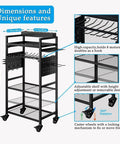 Power Tool Organizer Cart With Charging Station On Wheels For Heavy Duty Garage Use Rolling Tool Storage Cart shelving unit